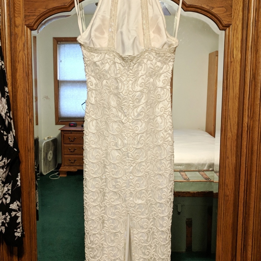 Beaded Cream Evening Gown - Picture 2 of 7